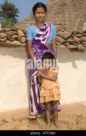 Agriculteur Indien Femme avec enfant Banque D'Images