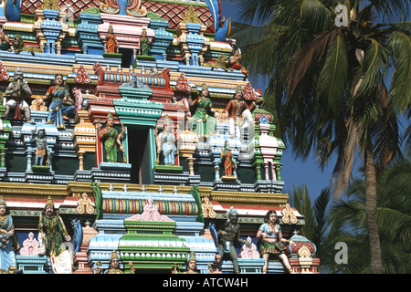 Détail de la tour de temple près de Madurai , Tamil Nadu , Inde du Sud Banque D'Images