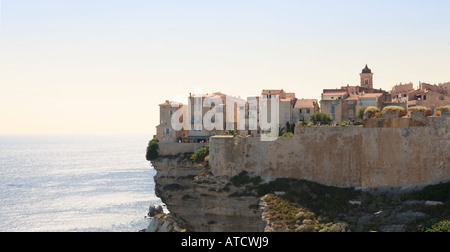Haute-ville (vieille ville) et de la Citadelle, Bonifacio, Corse, France Banque D'Images