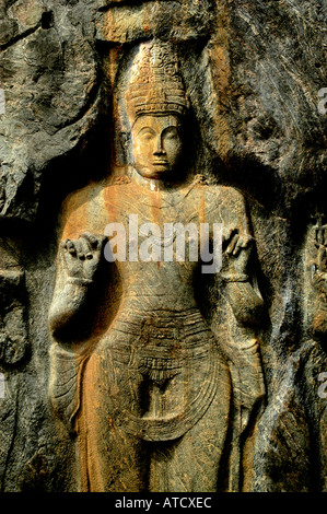 Sri Lanka Buduruwagala Les sept sculptures de roche sculptée dans la figure colossale pour un rock face sont généralement datée du 9ème cen Banque D'Images