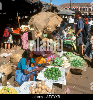 La rue du marché, Margao, Goa, Inde Banque D'Images