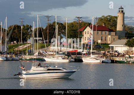 Kenosha Wisconsin, lac Michigan, port de Kenosha, port, Southport Light Station, bateaux, yachts, phare, les visiteurs Voyage tourisme touristique Banque D'Images