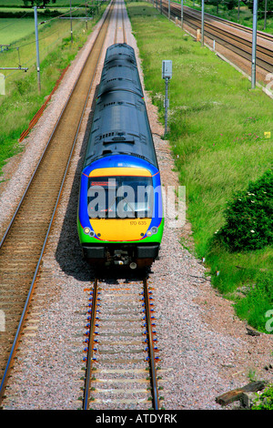 170635 Trains Turbostar chefs d'Unité Centrale au sud Pennard près de Peterborough Cambridgeshire Angleterre Angleterre Angleterre Europe Banque D'Images