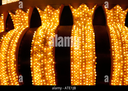 Close up de lumières sur les 4 Queens hotel, Fremont Street Las Vegas NEVADA USA Banque D'Images