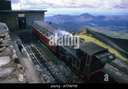 L'ancienne gare au sommet du Mont Snowdon, le Nord du Pays de Galles Banque D'Images