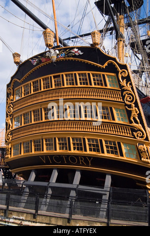 La poupe du HMS Victory à Portsmouth Banque D'Images