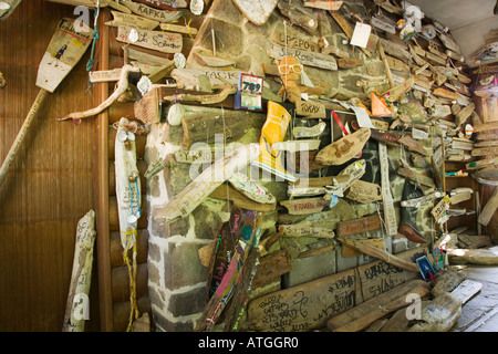 Enseignes sculptées Wallace Island Gulf Islands British Columbia Canada Banque D'Images