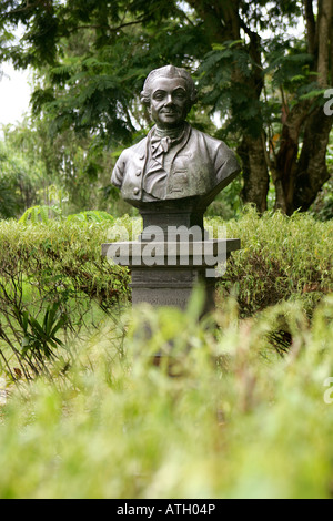 Buste de Pierre Poivre, Sir Seewoosagur Ramgoolam Botanical Gardens, pamplemousses, Ile Maurice Banque D'Images