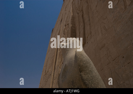 Statue d'Horus à Edfou, le Temple de l'Égypte Banque D'Images