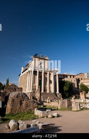 Temple d'Antonius et Faustine Forum Romain Rome Italie Banque D'Images