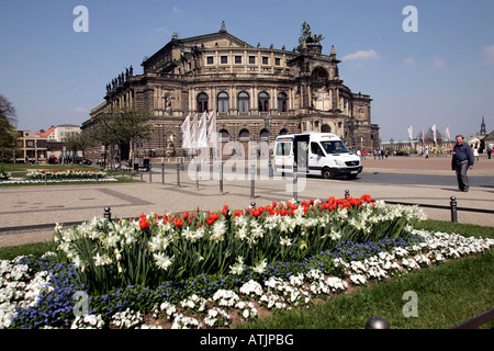 L'Opéra Semper de Dresde, Saxe, Allemagne Banque D'Images