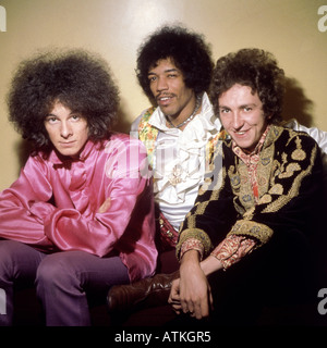 JIMI Hendrix Experience en juin 1967. De gauche à droite : Noel Redding, Jimi Hendrix, Mitch Mitchell. Photo Tony Gale Banque D'Images