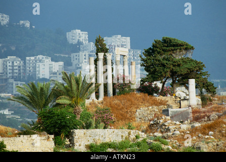 Une vue de la Méditerranée Antique Byblos port maritime qui est situé dans le nord de Beyrouth, Liban Banque D'Images