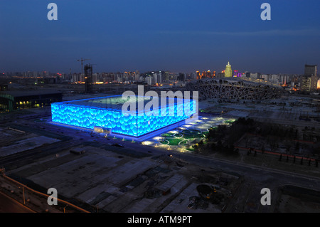 Centre national de natation et Stade national pour les Jeux Olympiques de Beijing 2008. 29-Feb-2008 Banque D'Images