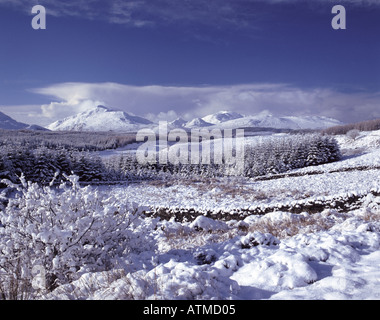 UK Ecosse Highland Inverness Shire par Lochaber Loch Laggan et les montagnes Mamore en hiver Banque D'Images