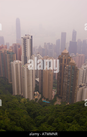 HONG KONG Chine vue de tours sur l'île de Hong Kong vu de pic Banque D'Images