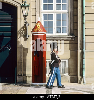 Les gardiens de la vie royale et de guérite, le palais d'Amalienborg, Copenhague, Danemark Banque D'Images