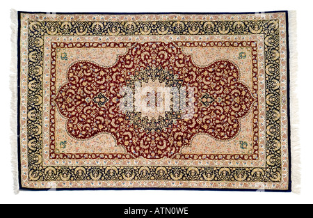 Fait à la main tapis en soie magic persan montrant des tissage et nouage détail très cher rares luxueux Banque D'Images