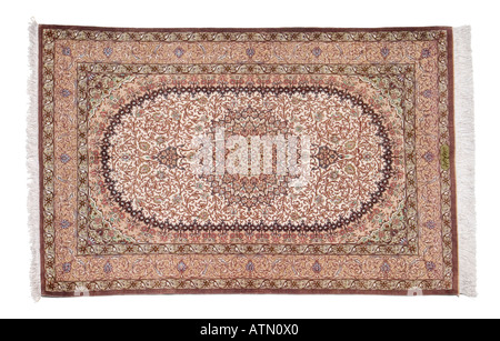 Fait à la main tapis en soie magic persan montrant des tissage et nouage détail très cher rares luxueux Banque D'Images