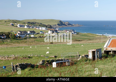 Crofting dispersés au canton Durness Sutherland. XPL 3885-371 Banque D'Images