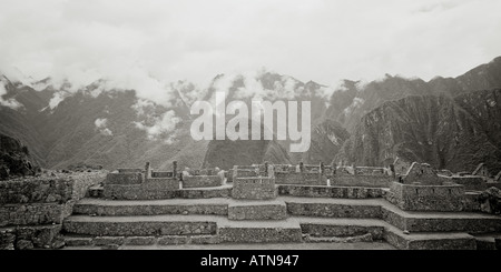 La construction dans l'ancienne cité de Machu Picchu, dans la vallée sacrée au Pérou en Amérique du Sud. L'histoire ancienne en Amérique latine Banque D'Images