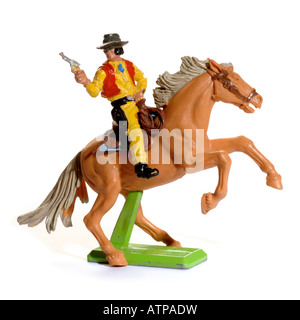 Plastique rétro et cheval jouet cowboy Banque D'Images