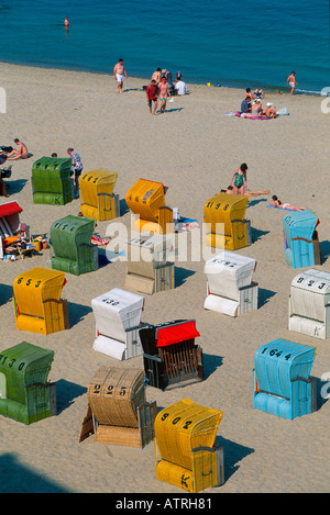 Chaises de plage en osier / Wyk sur Foehr Banque D'Images