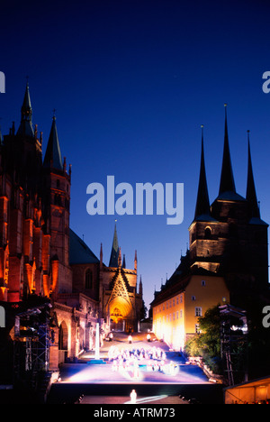 Cathédrale et l'église / Erfurt Banque D'Images