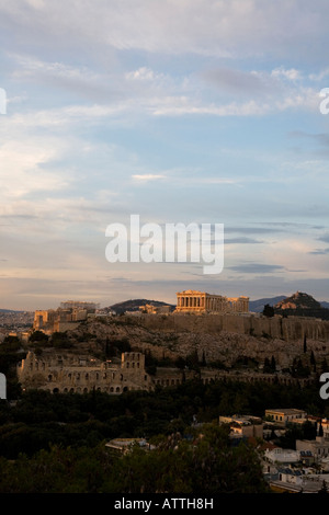 Monument de l'UNESCO au Patrimoine Mondial de l'aperçu de l'Acropole à Athènes, Grèce, Europe, UNION EUROPÉENNE Banque D'Images