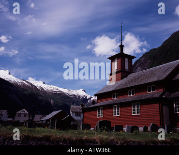 Église Mudal Fjaerland Norvège fjords de l'ouest Banque D'Images