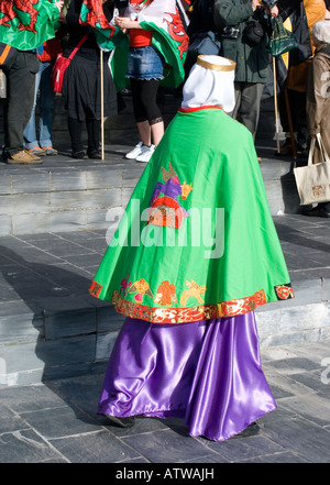 Femme habillée en princesse St Davids day parade assemblée générale bâtiment senedd Cardiff Bay cardiff South Wales UK Banque D'Images