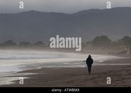Une femme marche le long de la côte du Pacifique à Stinson Beach, Californie, Février 29, 2008. (Photo de Kevin Bartram) Banque D'Images