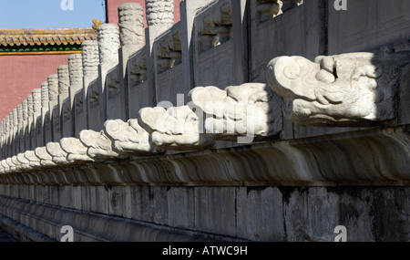 Tête de Dragon utilisé l'écoulement des eaux pluviales, la Cité Interdite, Pékin, Chine. 03-Mar-2008 Banque D'Images