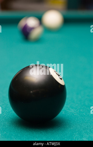 Boule de billard noir Banque D'Images