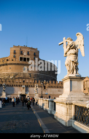 Castel Sant'Angelo et le pont, Rome. Italie Banque D'Images