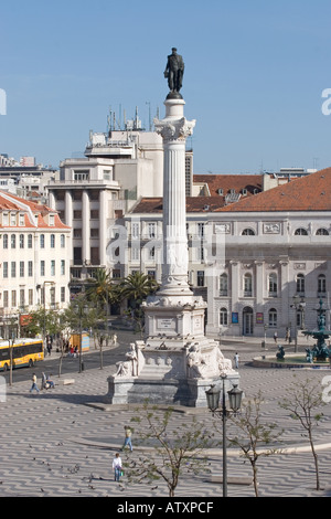 La place Rossio, Lisbonne, Portugal Banque D'Images