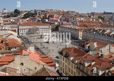 La place Rossio, Lisbonne, Portugal Banque D'Images