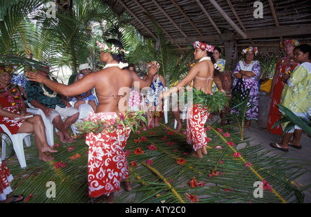 Bora Bora Pacifique Sud Tahiti danse de mariage Banque D'Images