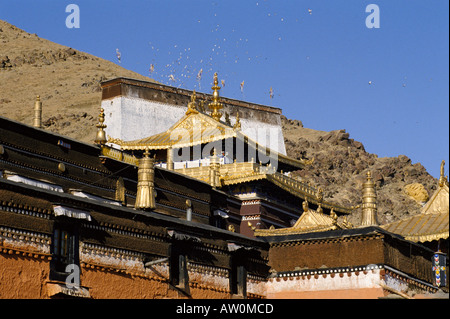 Monastère de Tashilhunpo (Tashilunpo), Shigatse (Xigazê) (Xigatse), le Tibet, la Chine, l'Asie Banque D'Images