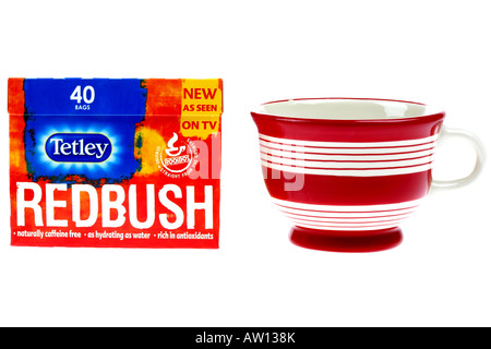 Cartouche de marque Tetley Thé Redbush isolé sur un fond blanc avec un chemin de détourage et aucun peuple Banque D'Images