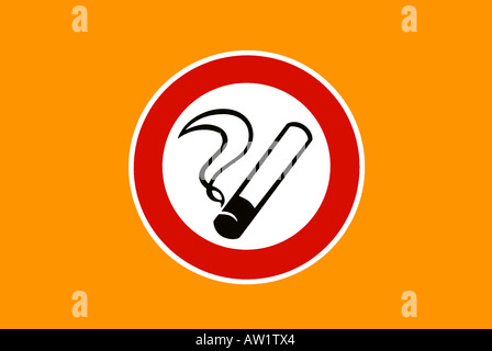 Symbole pour fumeurs sur fond jaune Banque D'Images