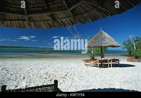 Plage tropicale en face de la Pole Pole Lodge un eco resort à Utende sur l'île tanzanienne de Mafia Tanzanie Banque D'Images