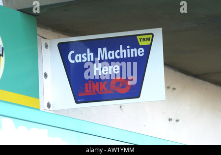 Link cash machine signe. Banque D'Images
