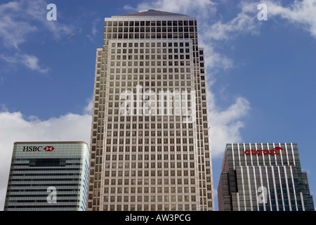 One Canada Square, HSBC et Citigroup Bâtiments, Canary Wharf, London Banque D'Images