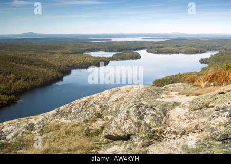 Vue de hêtre sur Mtn à hêtre étang Long sentier Mtn Acadia National Park Maine USA Banque D'Images