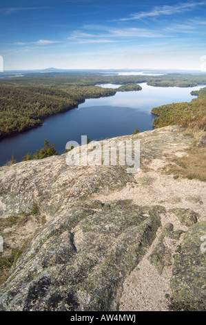 Vue de hêtre sur Mtn à hêtre étang Long sentier Mtn Acadia National Park Maine USA Banque D'Images