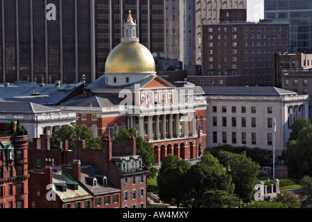 Vue aérienne de la Massachusetts State House à Boston Massachusetts Banque D'Images