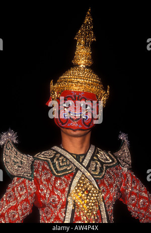 Khon danse masquée, Khon Khon danse, danseurs, Roseraie, capitale, Nakhon Pathom, province de Nakhon Pathom, Thaïlande, Asie, Banque D'Images