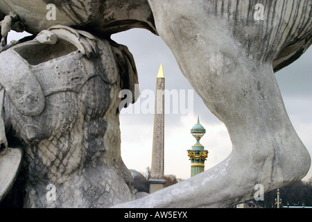 Vue d'obélisque sur la Place de la Concorde. Banque D'Images