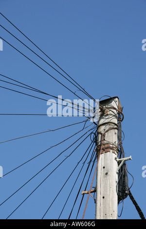 Les fils téléphoniques réunion à Berne contre le ciel bleu Banque D'Images